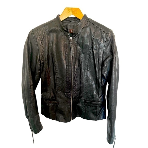 Danier Jackets & Blazers - Danier Black Leather Jacket Women's Extra Small Moto Style